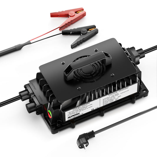 Suraziki 51,2V (48V 16S) LiFePO4 Chargeur de batterie , chargeur lithium étanche 58,4V 20A avec activation BMS 0V, adapté pour les voitures de golf et les moteurs électriques