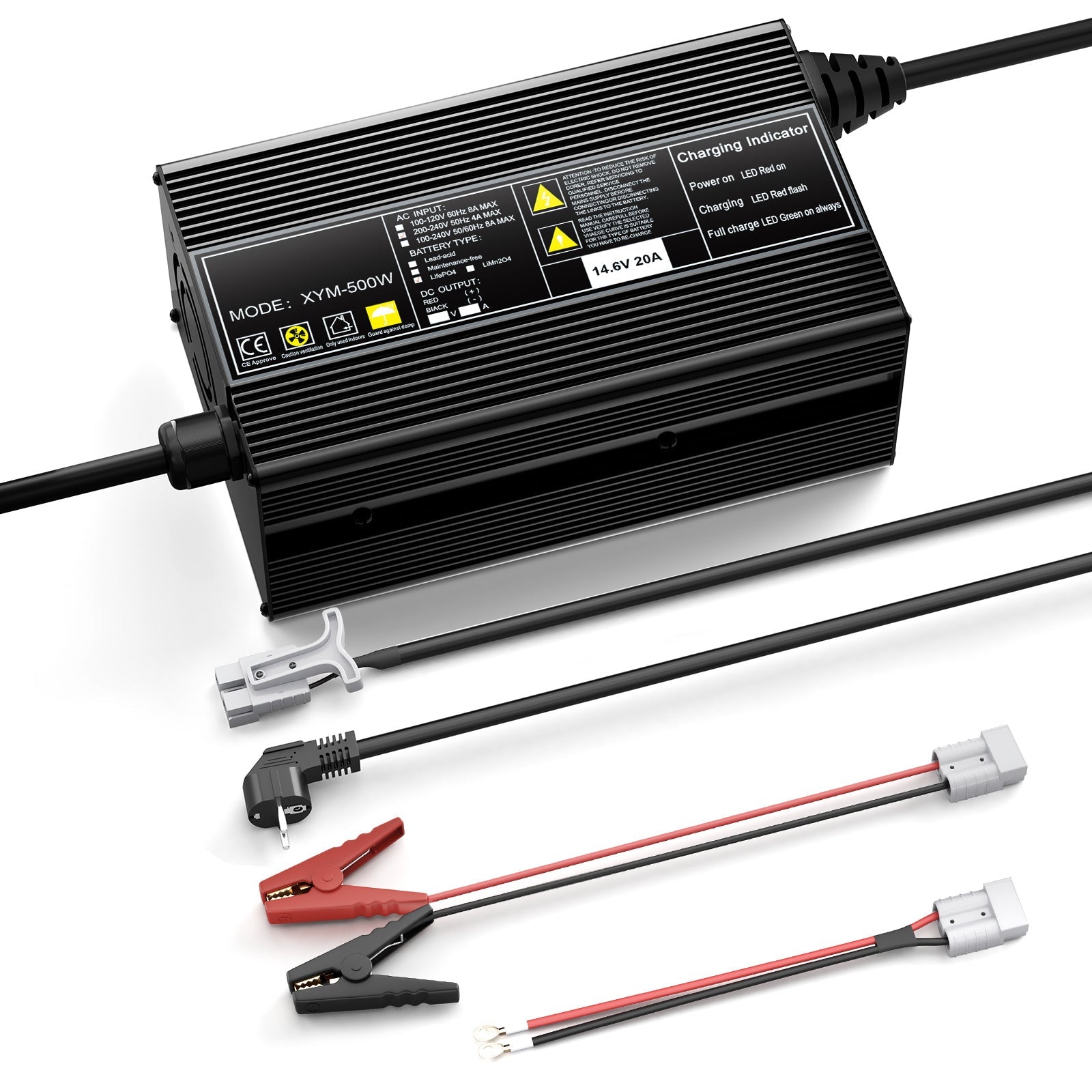 Chargeur de batterie LiFePO4 12 V 20 A, tension de charge 14, 6 V, activation BMS 0 V, avec connecteur de charge rapide Anderson 50 A