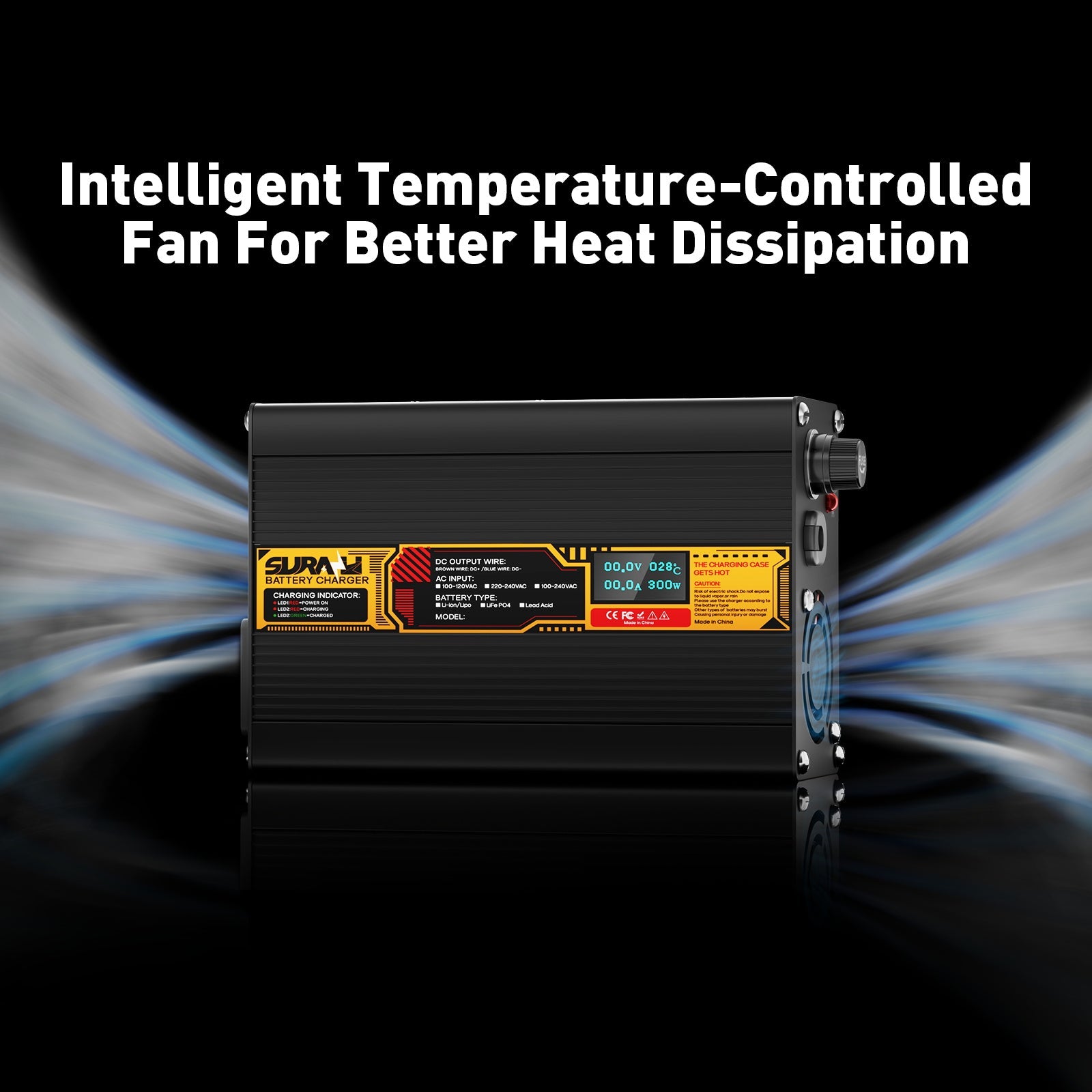 Suraziki Blei-Säure-Batterie, 60 V, 4 A, Batterieladegerät für 60 V Blei-Säure-AGM-GEL-Deep-Cycle- und Autostart-Batterien, LED-Anzeige, vollständiger Schutz, Gehäuse aus Aluminiumlegierung
