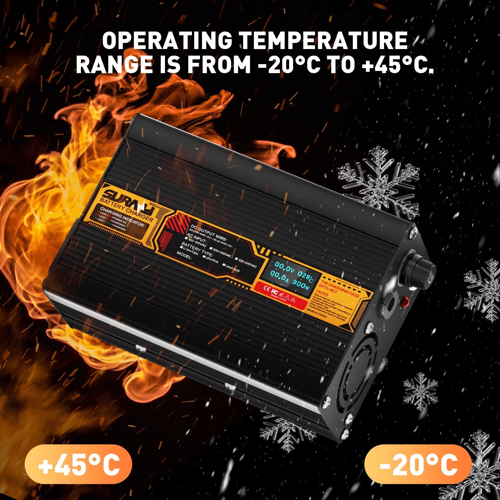 Chargeur de batterie Suraziki Lithium 84 V 3 A pour batteries lithium-ion polymère 74 V et 72 V, affichage LED, protection complète, coque en alliage d'aluminium