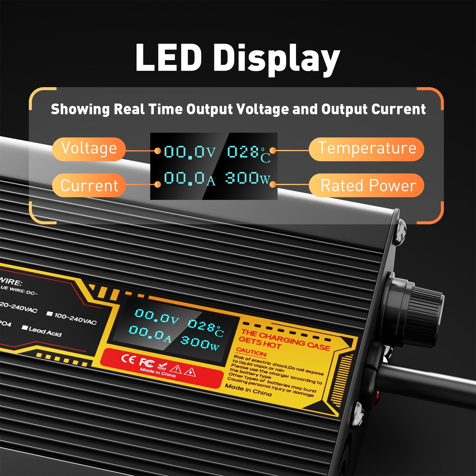 Chargeur de batterie Suraziki Lithium 84 V 3 A pour batteries lithium-ion polymère 74 V et 72 V, affichage LED, protection complète, coque en alliage d'aluminium