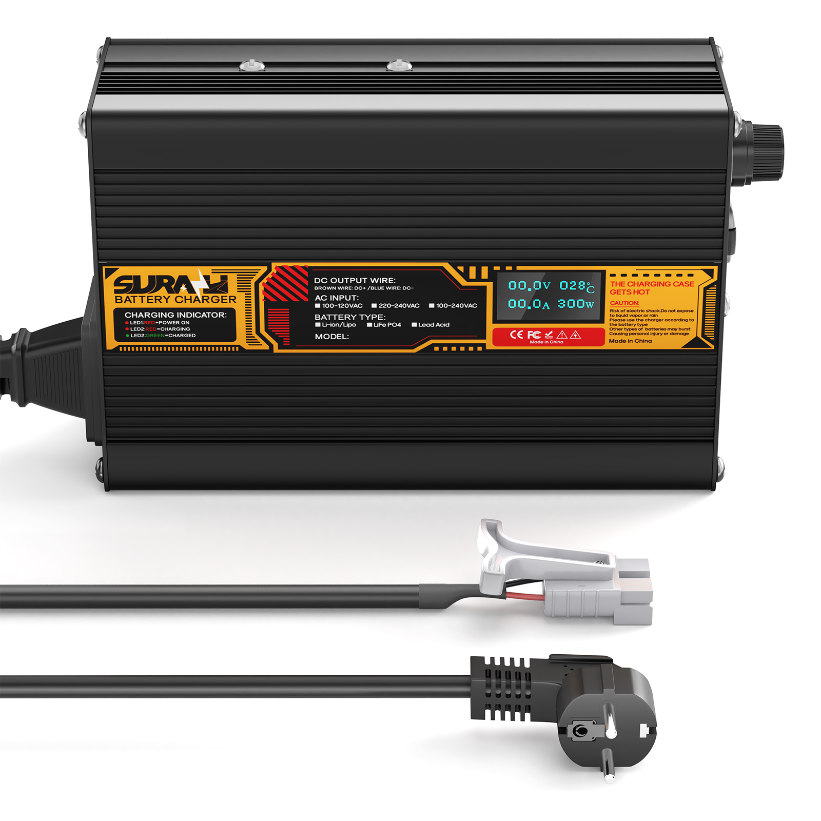Suraziki Lead Acid Battery 24V 6A Battery Charger for 24V Lead Acid AGM GEL Deep Cycle and Auto Starting Batteries, LED Display, Full Protection，Aluminum alloy shell