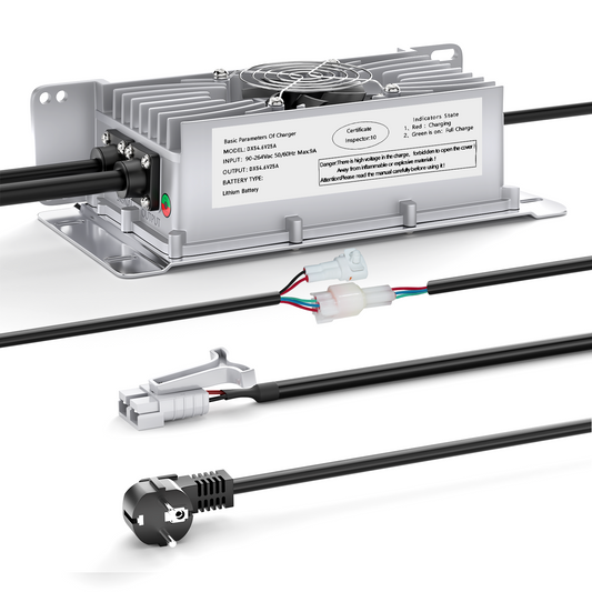 Suraziki 48V 25A Lithium-Batterie-Ladegerät, 54,6V Ladespannung für 48V 13S Batterie, IP65 wasserdicht, mit Verriegelungskabel für Elektrofahrzeuge, E-Bikes und Roller