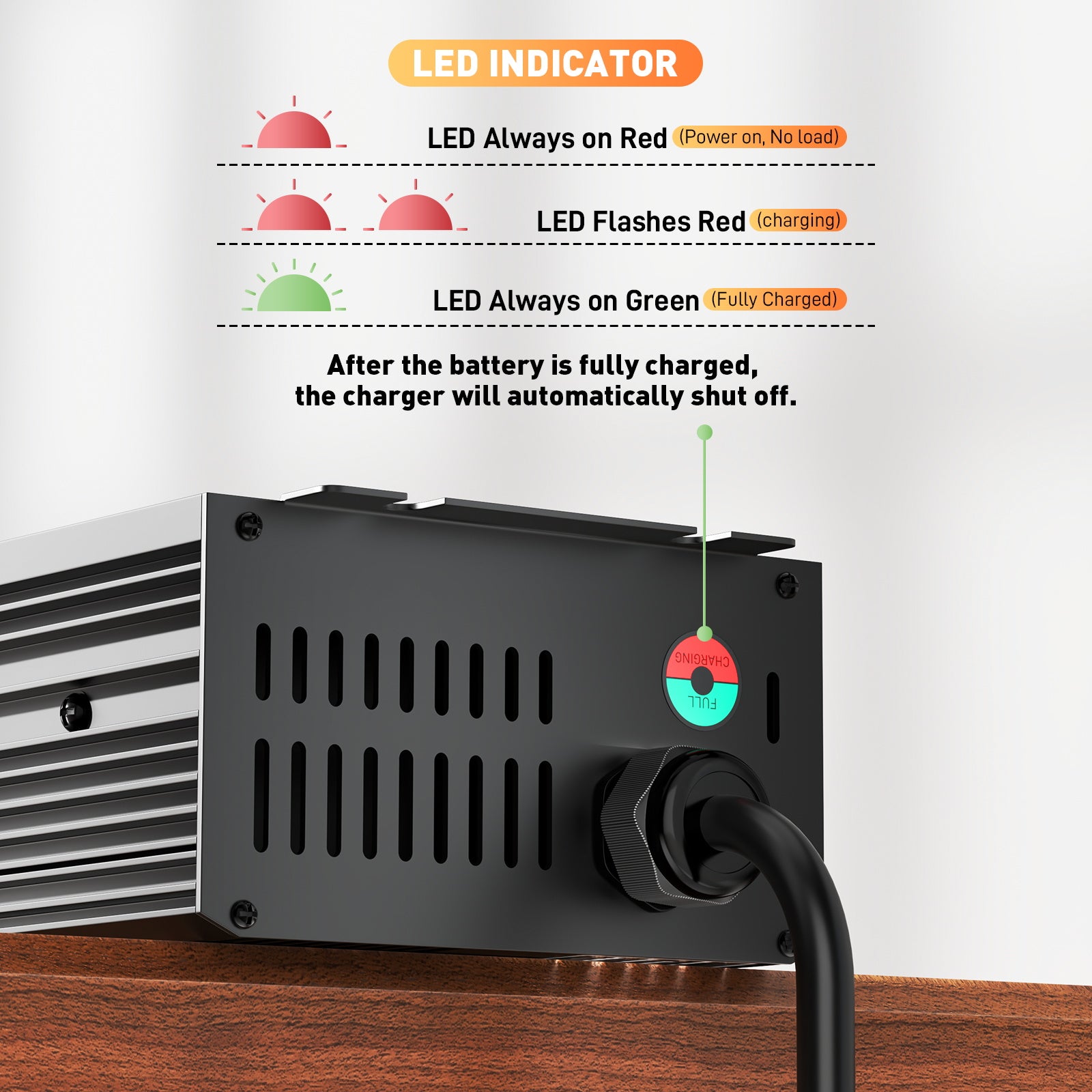 Chargeur de batterie rapide au lithium LiFePO4 12 V 50 A, tension de charge 14,6 V, activation BMS 0 V, coupure automatique, chargeur de batterie solaire pour bateau RV