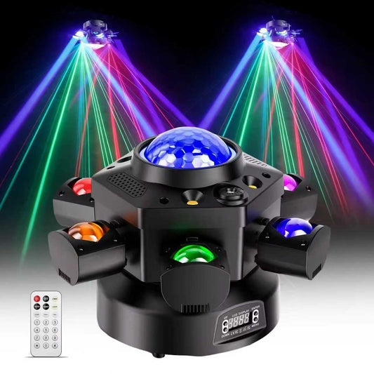 Projecteur de scène Suraziki 120W à six bras, projecteur à tête mobile RGBW 4 en 1 avec DMX512, idéal pour discothèques, fêtes, concerts, églises, mariages, théâtres et autres occasions. 
